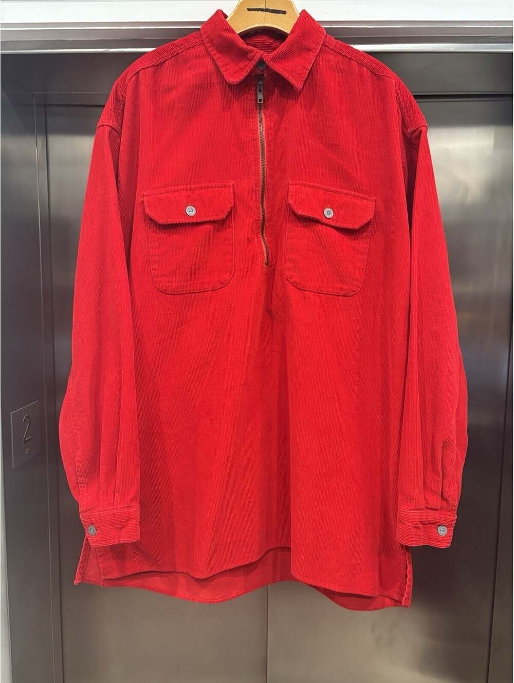 Vintage Marlboro Unlimited Corduroy Half Zip Red Pullover Jacket Mens Size Large